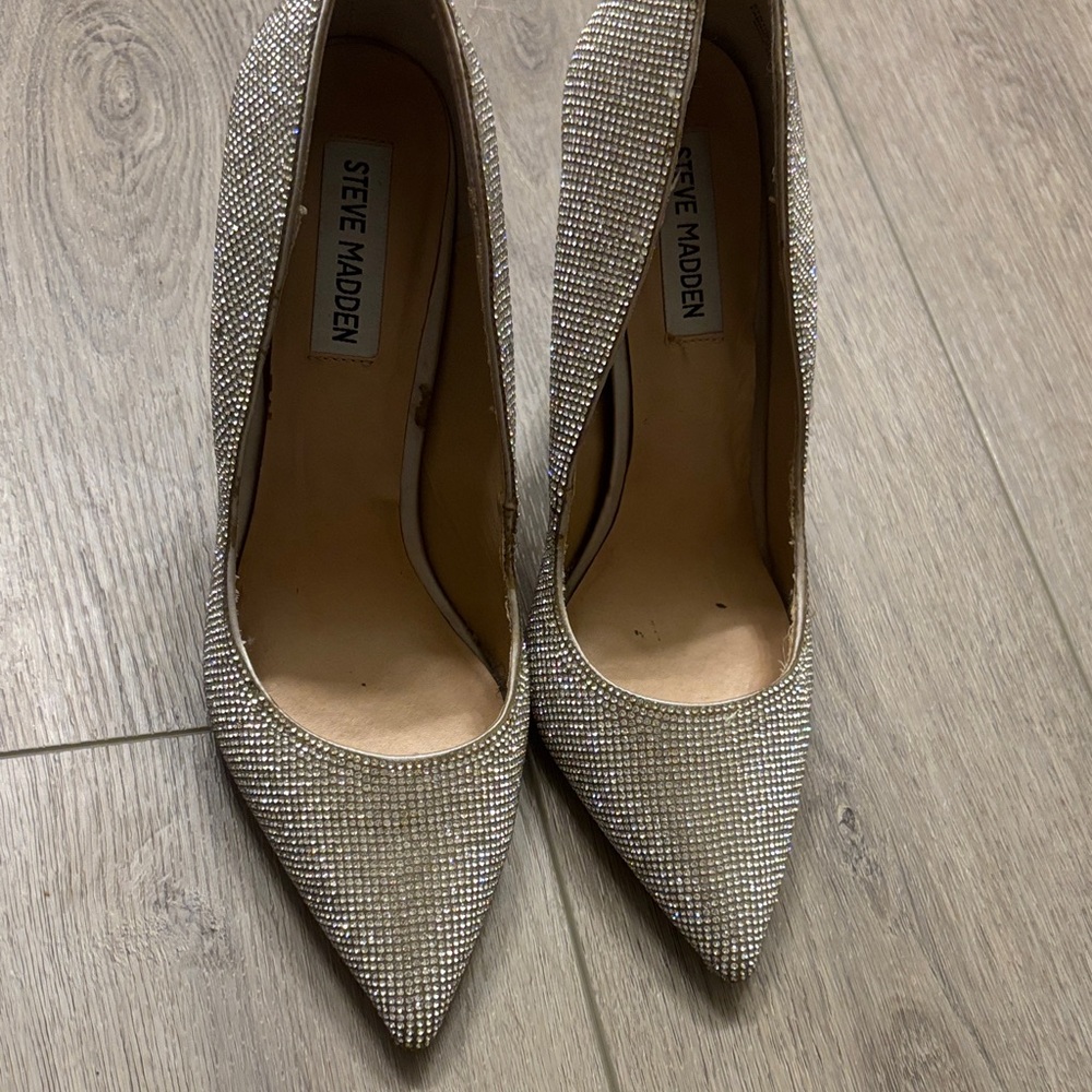 Steve Madden Glittering Diamanté Silver Heels